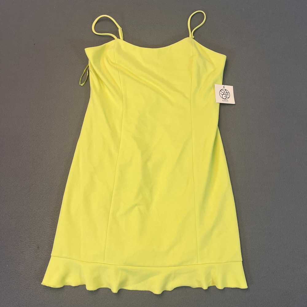 Sage Collective Lemon Grass‎ Short Dress Size 12 Ruffle Hem Flare Flippy NWT